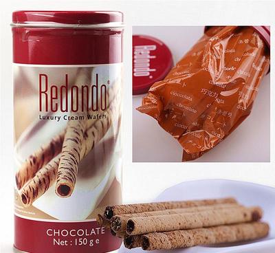 【印尼正宗进口瑞丹多威化卷心酥(巧克力稥橙味)150g*24罐】价格_厂家_图片 -